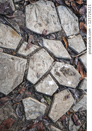 Concrete Walkway Pattern On The Ground, Background for advertising and wallpaper in structure and buildings scene 125726221