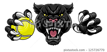 Black Panther Leopard Jaguar Cat Tennis Mascot 125726770