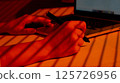 Woman Hand Drawing with Stylus Near Laptop Keyboard. 125726956
