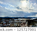 瀨戶內海城市景觀、大海、天空和雲彩 125727001