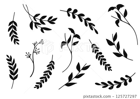 Silhouette Floral Collection for Wedding Invitations. 125727297