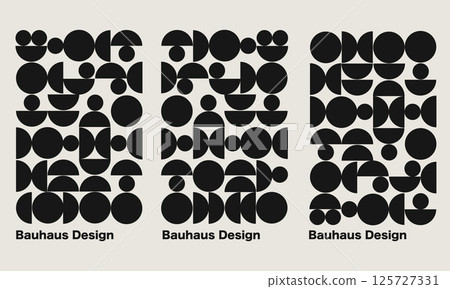 Bauhaus Vintage and Grunge Geometric Design Background Collection 125727331