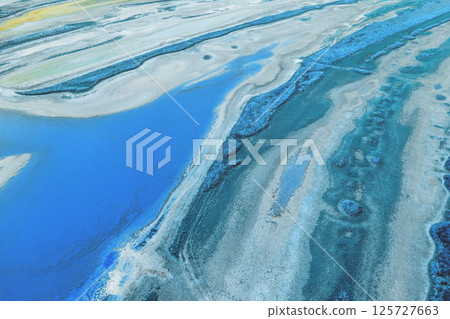 Top view of dry estuary. Land texture. Abstract nature background. Gradient color 125727663