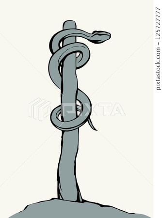 The serpent on the pole. Vector drawing 125727777