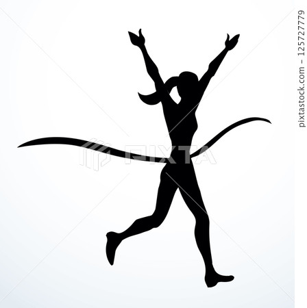 Runner rips the finish line. Vector drawing 125727779