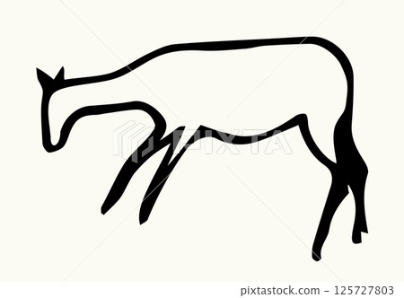 Primitive rock painting. Vector drawing 125727803