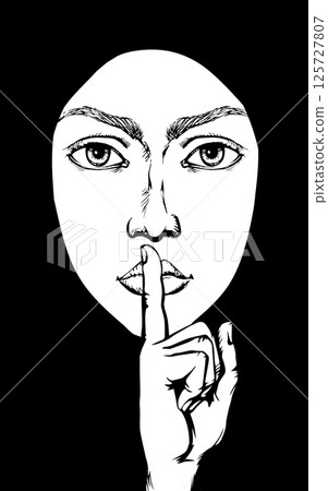 The finger shows quietly. Vector drawing 125727807