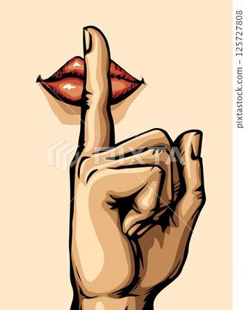 The finger shows quietly. Vector drawing 125727808