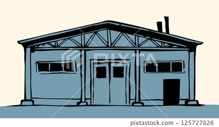 Entrance to the barn. Vector drawing Entrance to the barn. Vector drawing 125727826