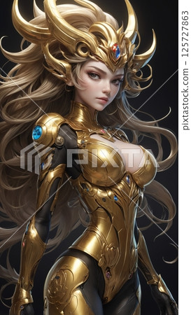 A golden armored warrior maiden 125727863