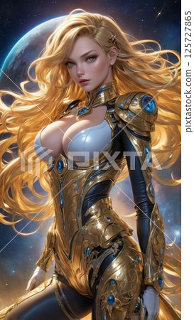 A golden armored warrior maiden 125727865