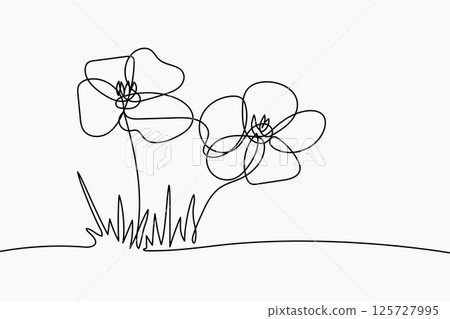 Art & IllustrationOne Continuous Flower Line Art Hand-drawn. Vector illustration 125727995