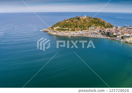 View of peninsula in the sea San Sebastian city, Basque Country, Spain View of peninsula in the sea San Sebastian city, Basque Country, Spain 125728028
