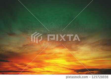 Colorful cloudy sky at sunset. Gradient color. Sky texture. Abstract nature background 125728036