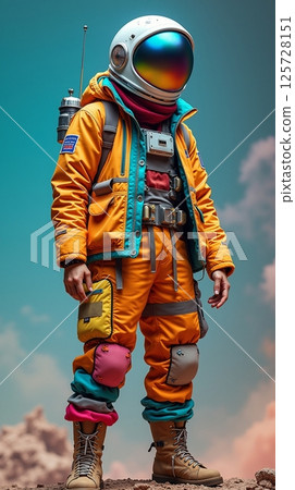 A person exploring unknown territory in a spacesuit 125728151