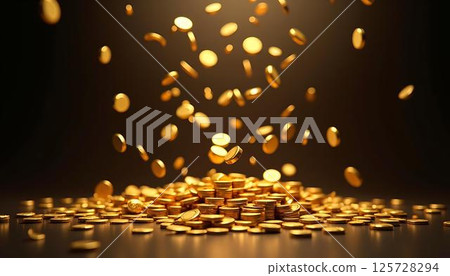 Falling Gold Coins, Wealth Concept Falling Gold Coins, Wealth Concept 125728294