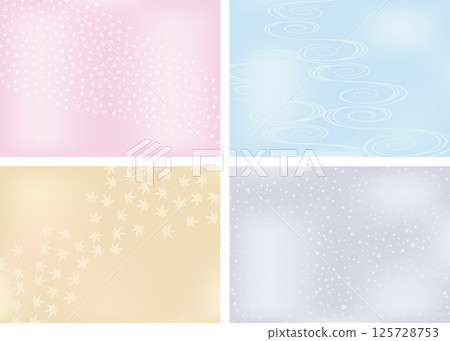 Spring, summer, autumn and winter background material. Japanese style four seasons. Spring, summer, autumn and winter background material. Japanese style four seasons. 125728753
