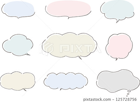Handwritten speech bubble vector illustration set (dull color) 125728756