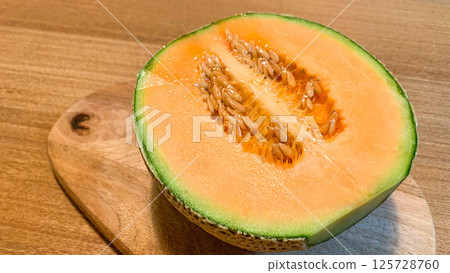 Fresh Yubari melon with delicious red fruit Fresh Yubari melon with delicious red fruit 125728760