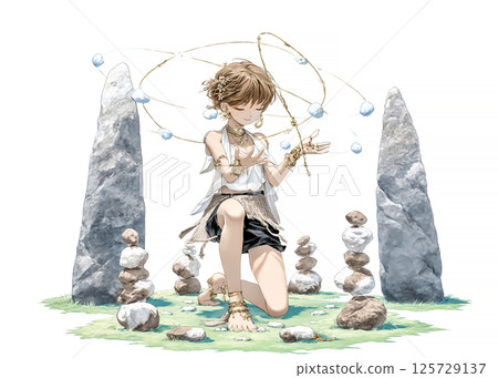 冥想石仙子的插圖素材 125729137