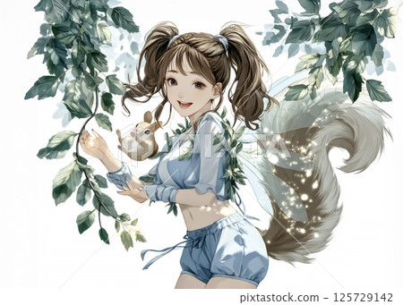 微笑的松鼠仙女插圖素材 125729142