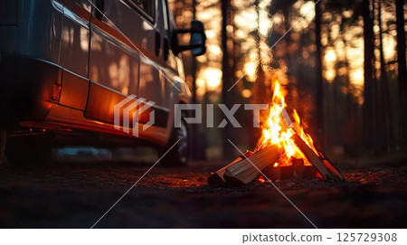 Bonfire and camper 01 125729308