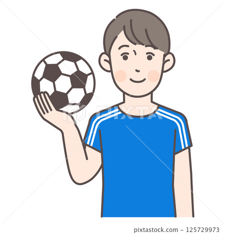 有球的男性足球員 有球的男性足球員 125729973