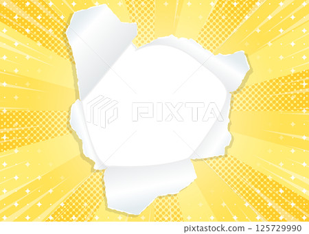 Sunburst and perforated paper background material, halftone dots, glitter pattern, concentrated lines 125729990