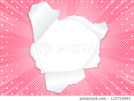 Sunburst and perforated paper background material, halftone dots, glitter pattern, concentrated lines 125729991