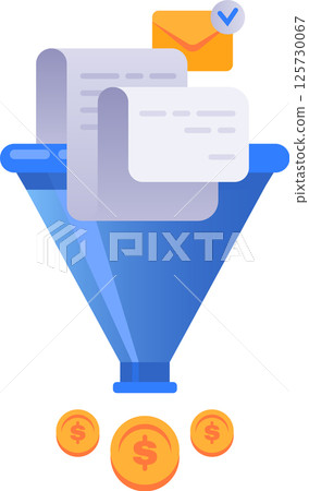 Email marketing and documents flowing into a sales funnel, generating revenue, boosting conversion rates, and enhancing lead generation for improved business success and financial growth Email marketing and documents flowing into a sales funnel, generating revenue, boosting conversion rates, and enhancing lead generation for improved business success and financial growth 125730067