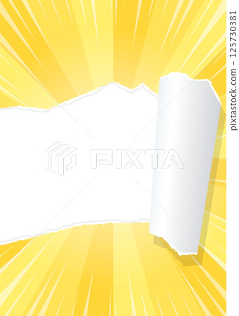 旭日和撕紙背景資料、焦點線效果、框架、縱向 125730381