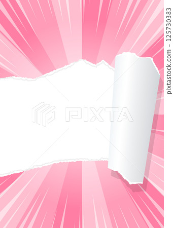 旭日和撕紙背景資料、焦點線效果、框架、縱向 125730383