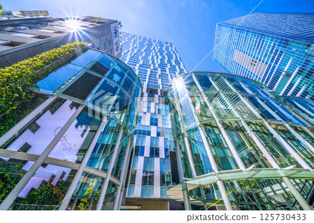 Tokyo cityscape in Japan: View of Shibuya Station (entrance/exit), Shibuya Stream, Shibuya Scramble Square and other buildings = 3rd 125730433
