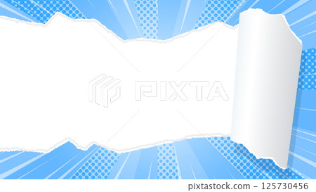 Sunburst and torn paper background material, halftone dots, concentrated line effects, frame Sunburst and torn paper background material, halftone dots, concentrated line effects, frame 125730456