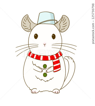 Chinchilla dressed as a snowman (white) 125730798