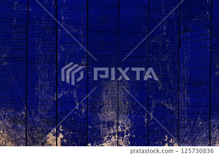 Blue paint peeled off wooden board texture 125730836