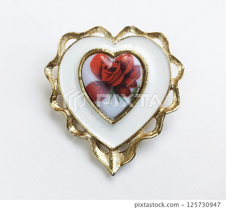 Stylish brooch flat lay product image for womens jewelry Stylish brooch flat lay product image for womens jewelry 125730947