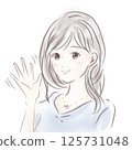 A woman waving a hand 125731048