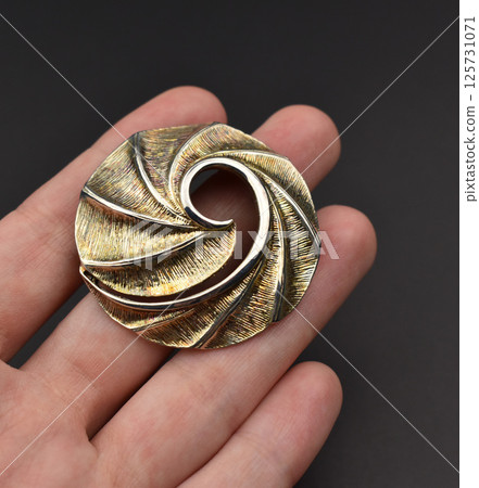 Elegant flat shot brooch for women vintage accessory 125731071