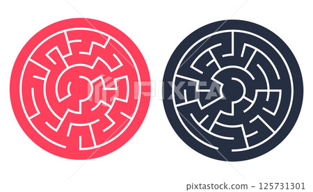 find the right direction to solve circular maze puzzle pattern banner find the right direction to solve circular maze puzzle pattern banner 125731301