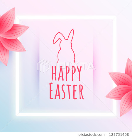 happy easter seasonal invitation card with flower and neon frame happy easter seasonal invitation card with flower and neon frame 125731408