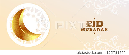 eid mubarak event banner with realistic golden moon design eid mubarak event banner with realistic golden moon design 125731521