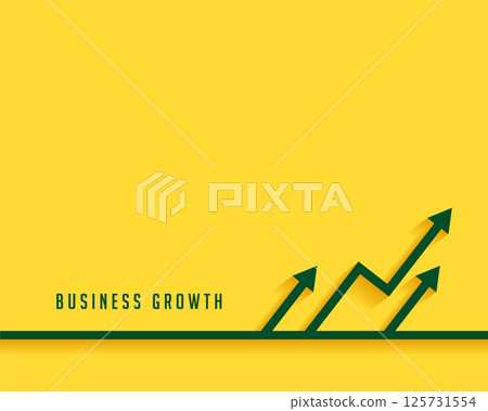 business success growth green arrow on yellow background business success growth green arrow on yellow background 125731554
