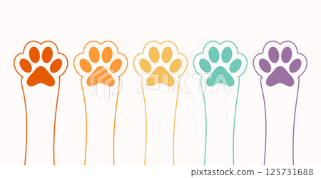 colorful paw feet print background track for wildlife safari 125731688