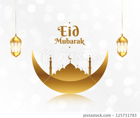 golden moon eid mubarak islamic background with mosque and bokeh effect golden moon eid mubarak islamic background with mosque and bokeh effect 125731783