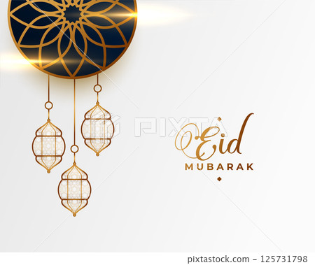 muslim festival eid mubarak shiny background with hanging lantern 125731798