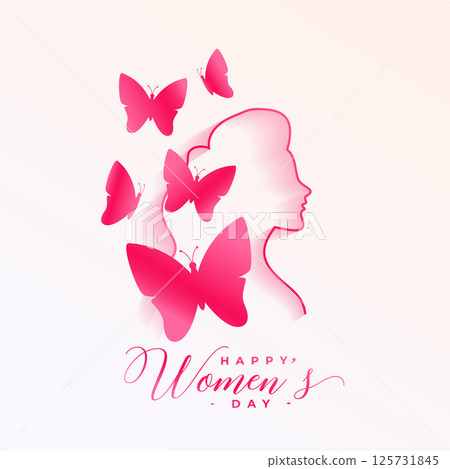 decorative line style women's day greeting card with cute butterfly decorative line style women's day greeting card with cute butterfly 125731845