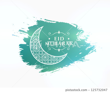 watercolor style eid mubarak cultural background with moon for spiritual look 125732047