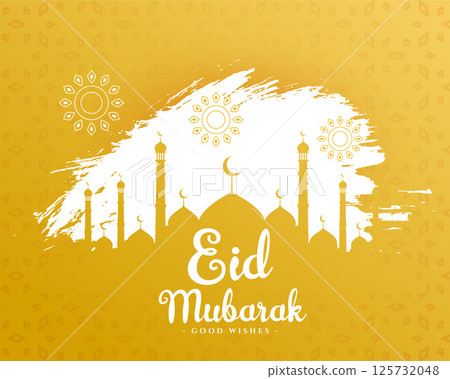 eid mubarak holiday card with mosque design in grungy style 125732048