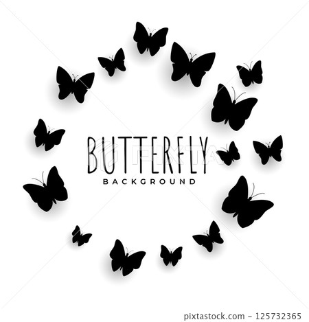 flock of silhouette black butterflies on white background 125732365